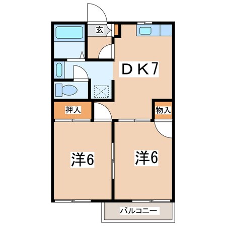 郡山駅 バス4分  方八町2丁目下車：停歩2分 2階の物件間取画像